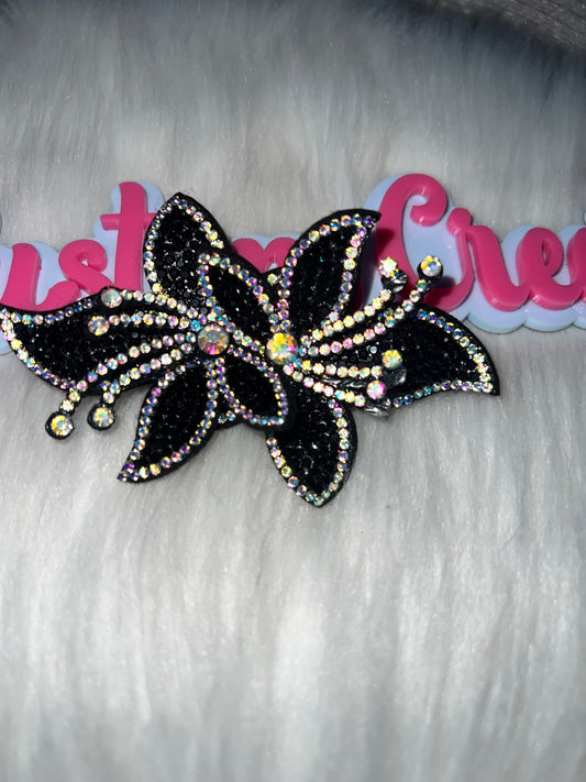 🖤 Black 3D Rhinestone Flower Patch