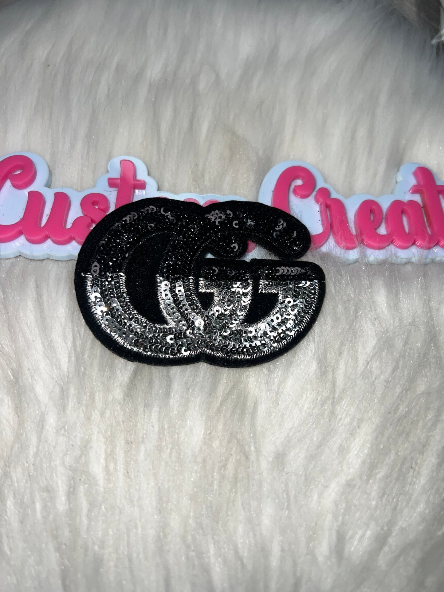 Black & Silver Sequin Double Letter Patch