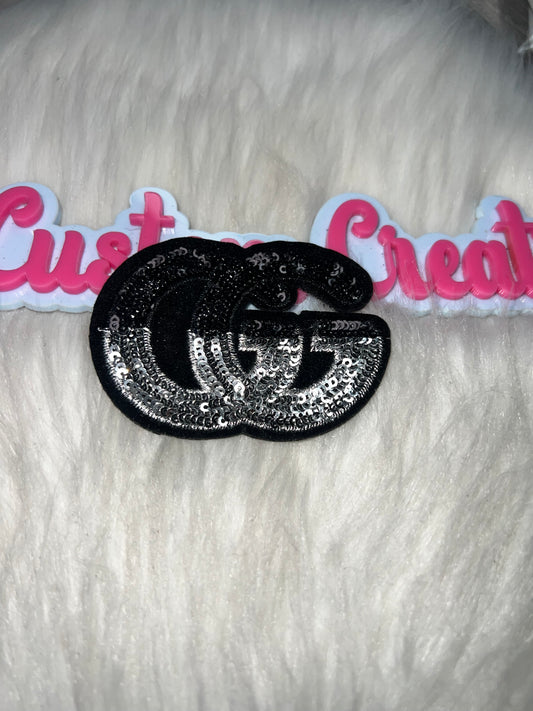 Black & Silver Sequin Double Letter Patch