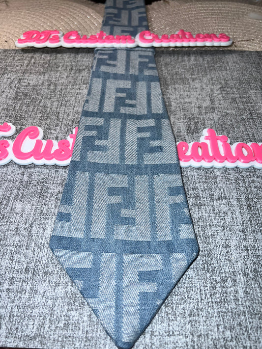 Light Blue & Silver Geometric Necktie – Statement Luxe Tie