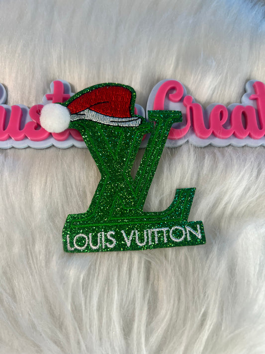 💚 LV Green Glitter Santa Hat Iron-On Patch