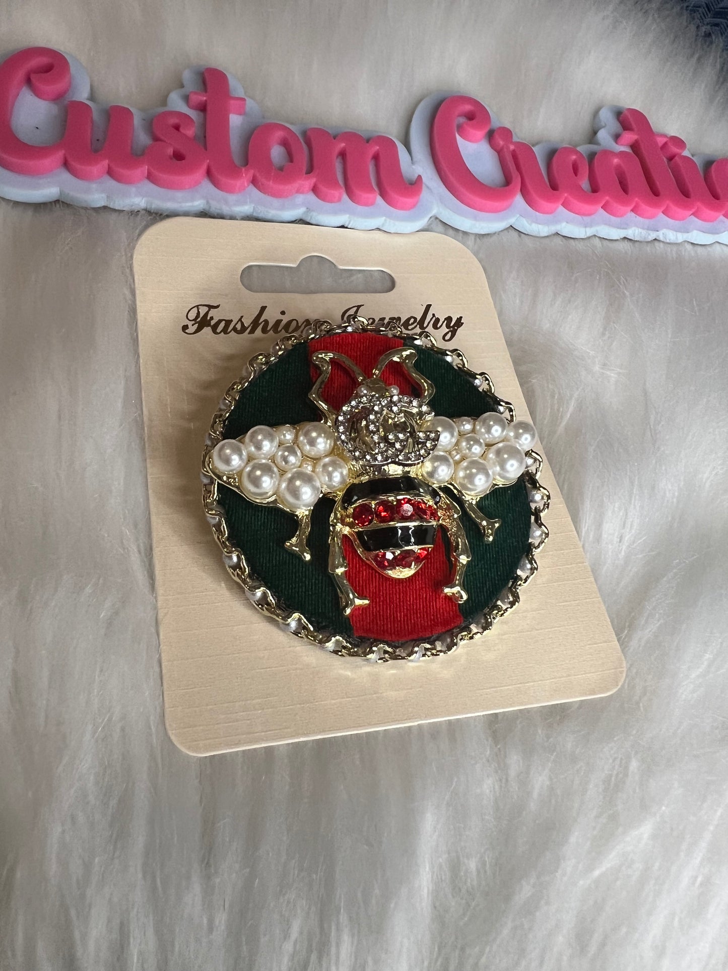 Green Red GG Bee Brooch