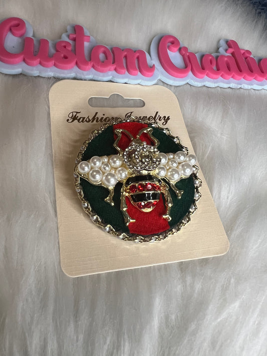 Green Red GG Bee Brooch