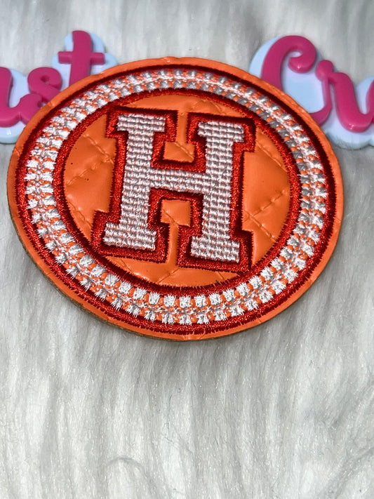 Orange Letter H Circle Patch