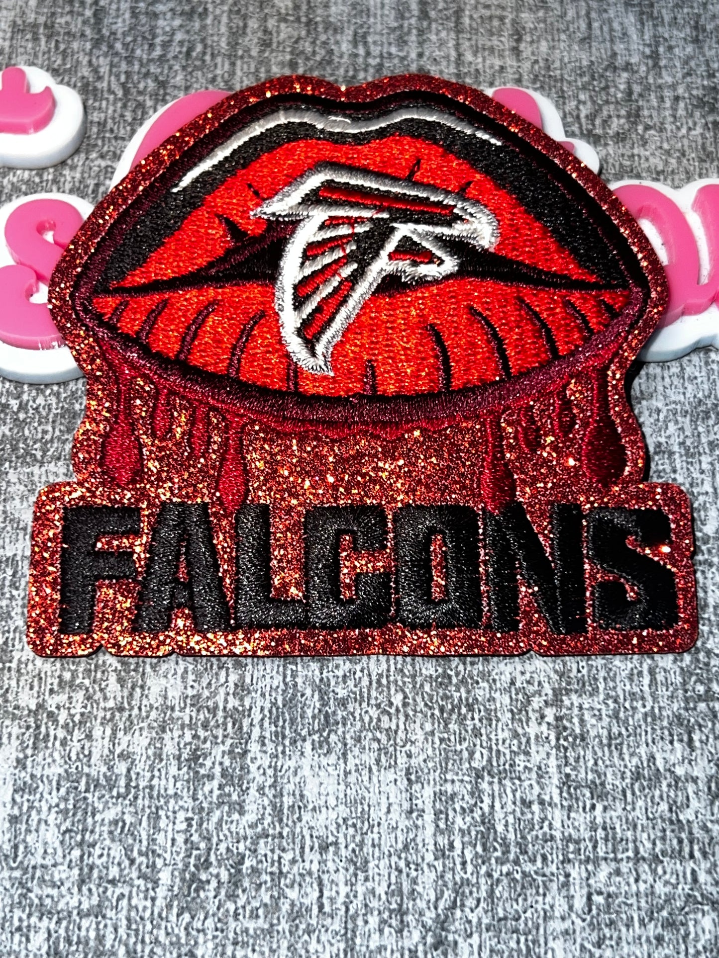 Red & Black Glitter Lips Embroidered Patch – Statement Iron On Applique
