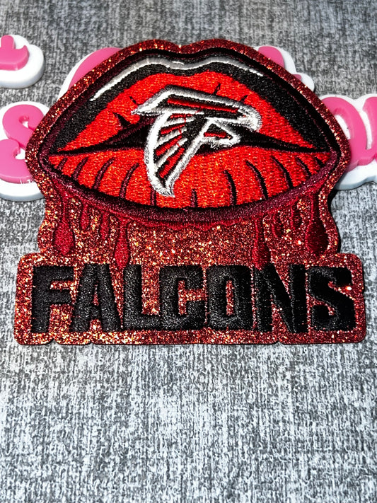 Red & Black Glitter Lips Embroidered Patch – Statement Iron On Applique