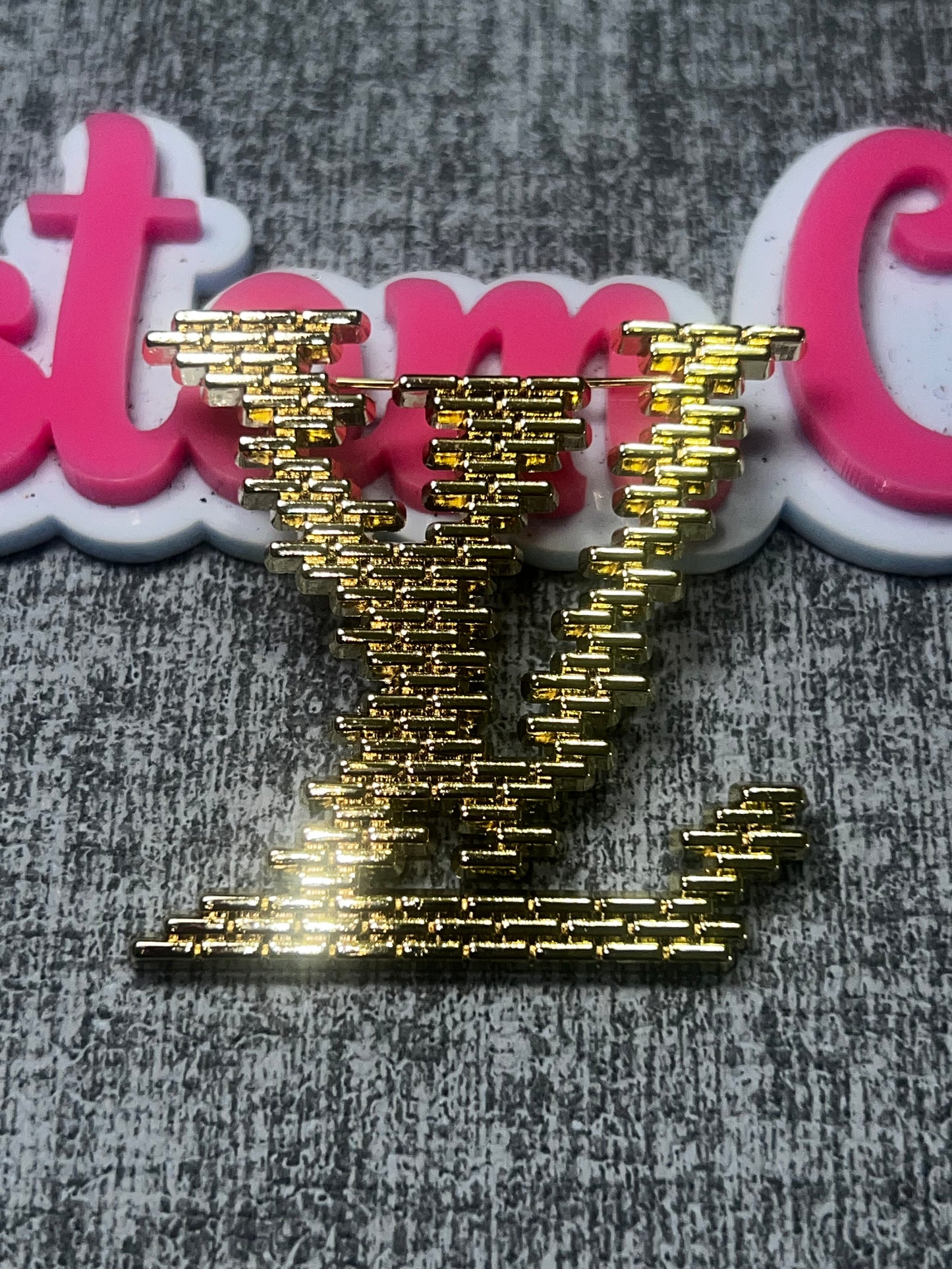 Gold Textured Letter Brooch Pin | Fashion Statement Metal Lapel Pin