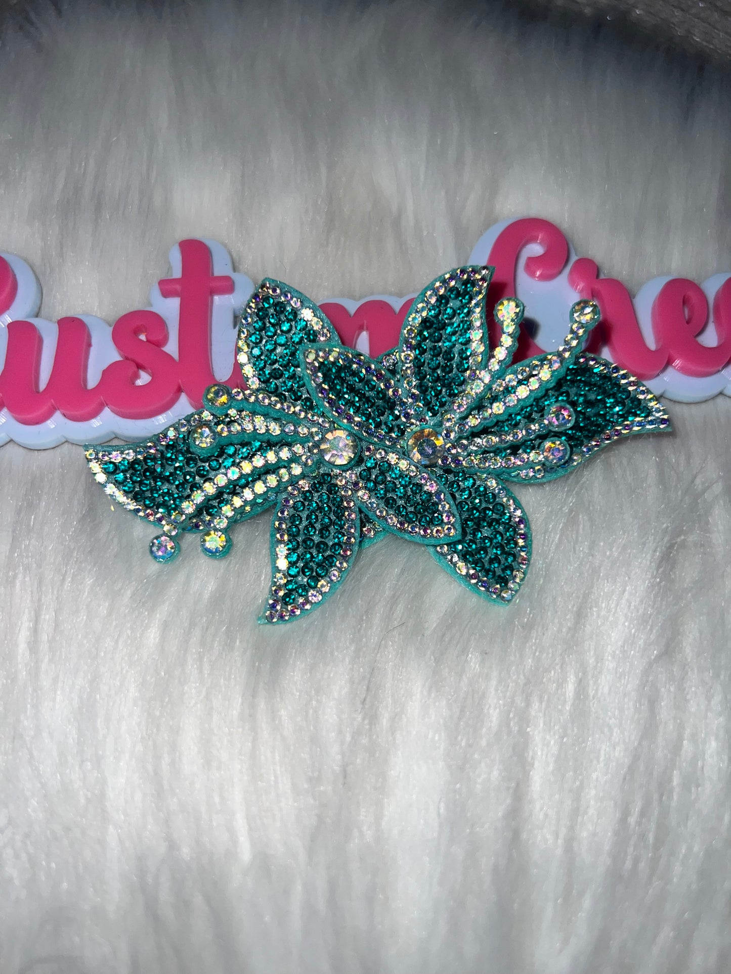 💚 Teal 3D Rhinestone Flower Patch