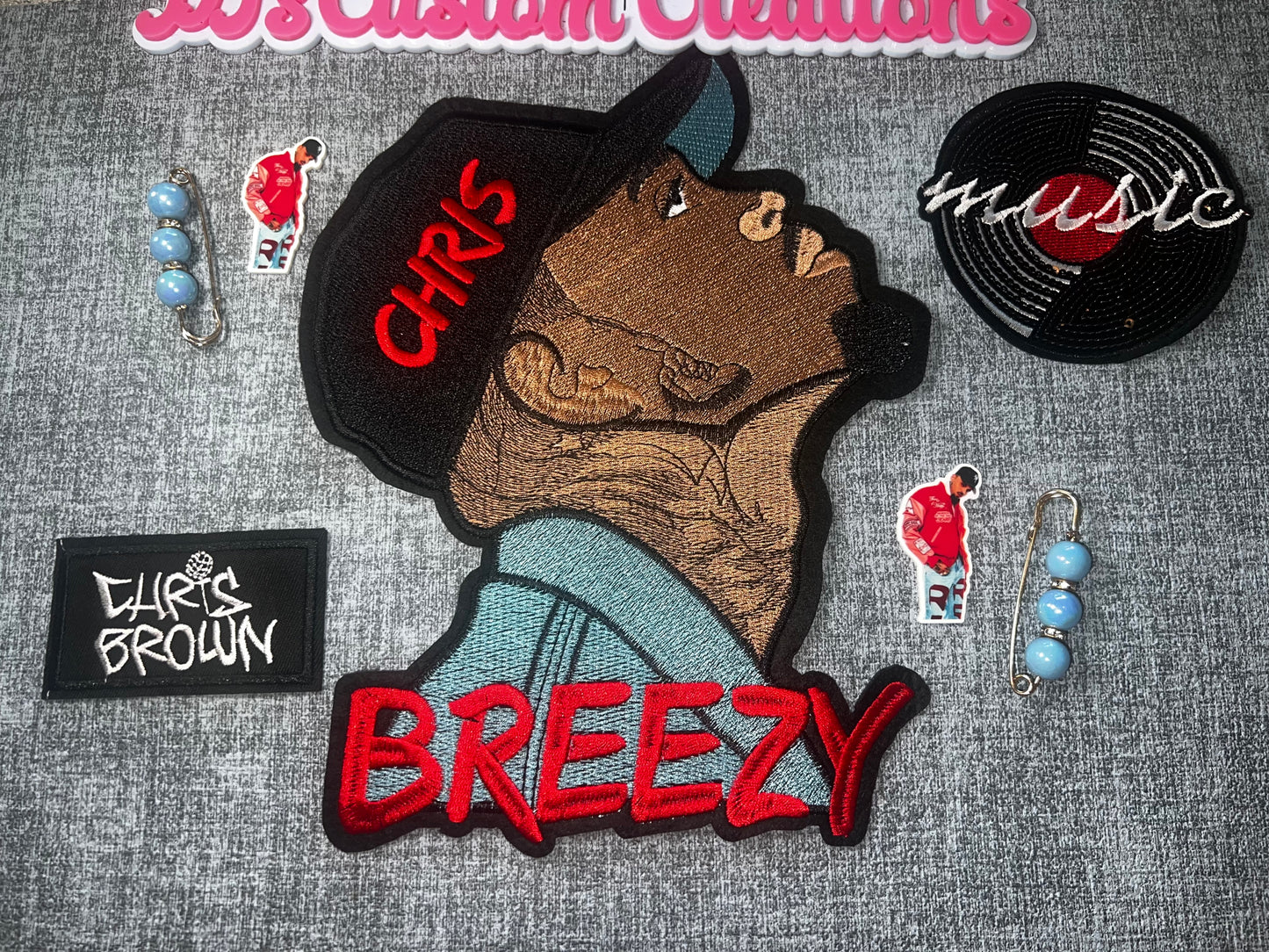 Retro Portrait Embroidered Patch – Large Statement Iron-On Patch for Jackets, Hats & Custom Apparel Breezy DIY