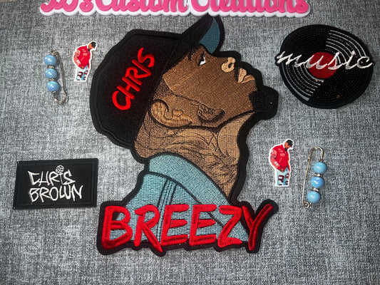 Retro Portrait Embroidered Patch – Large Statement Iron-On Patch for Jackets, Hats & Custom Apparel Breezy DIY