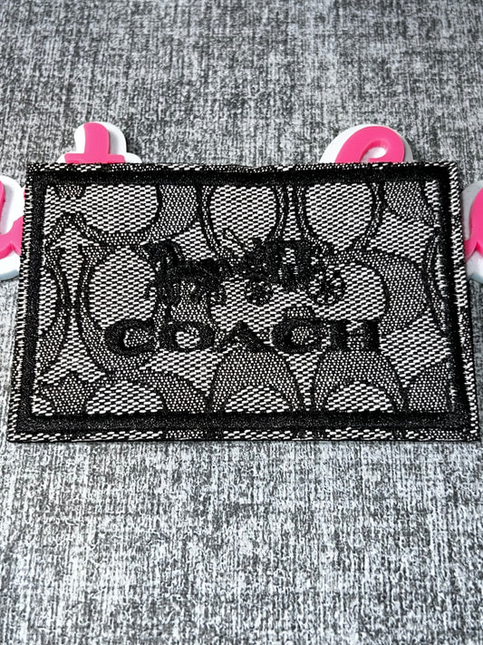 Signature Pattern Rectangle Patch – Black Neutral Fashion Patch – Approx. 2x4 Inches
