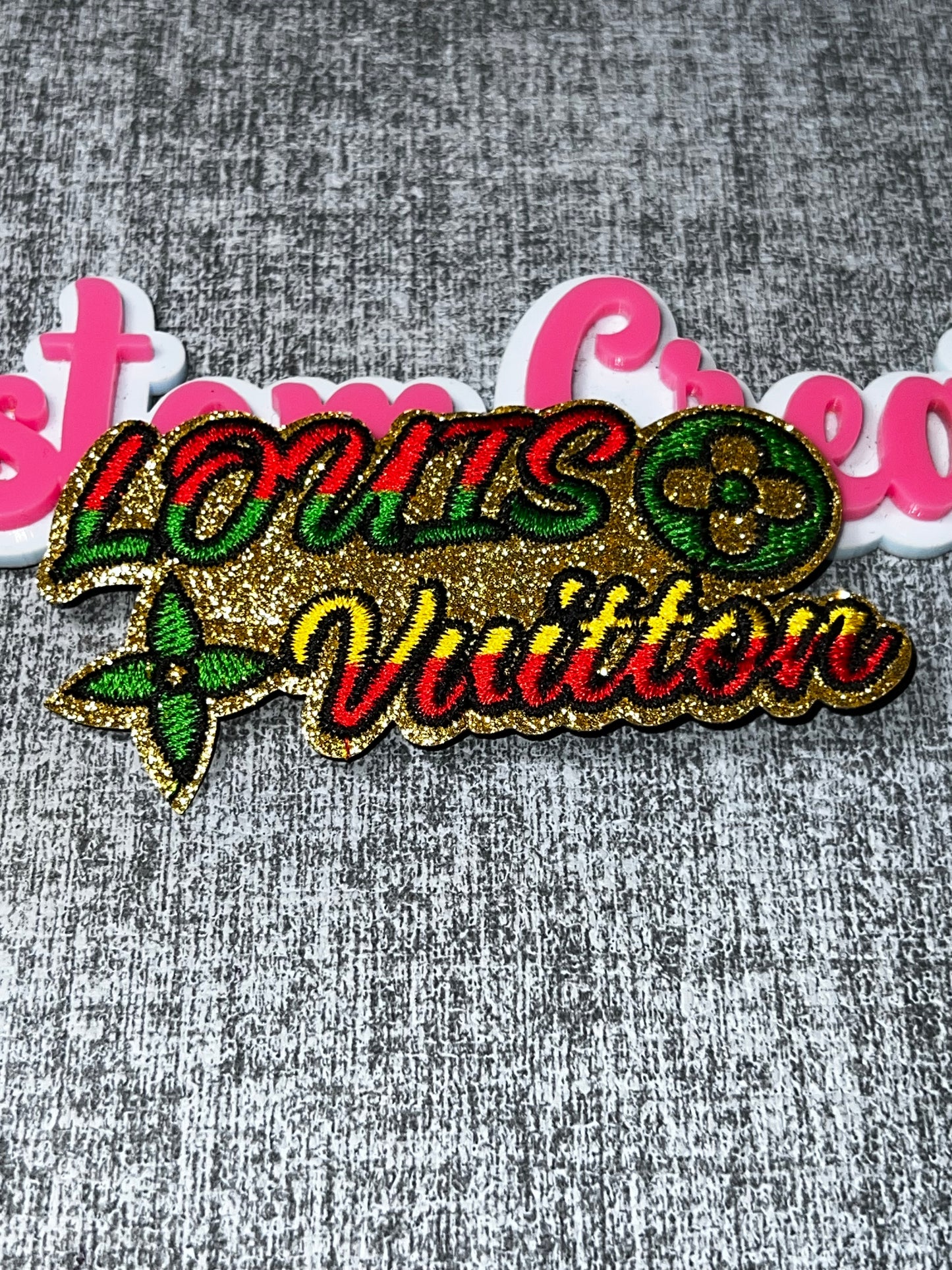 Luxe Inspired Glitter Chenille Patch Designer Style Iron On Applique Fashion Patch for Jackets Bags Hats