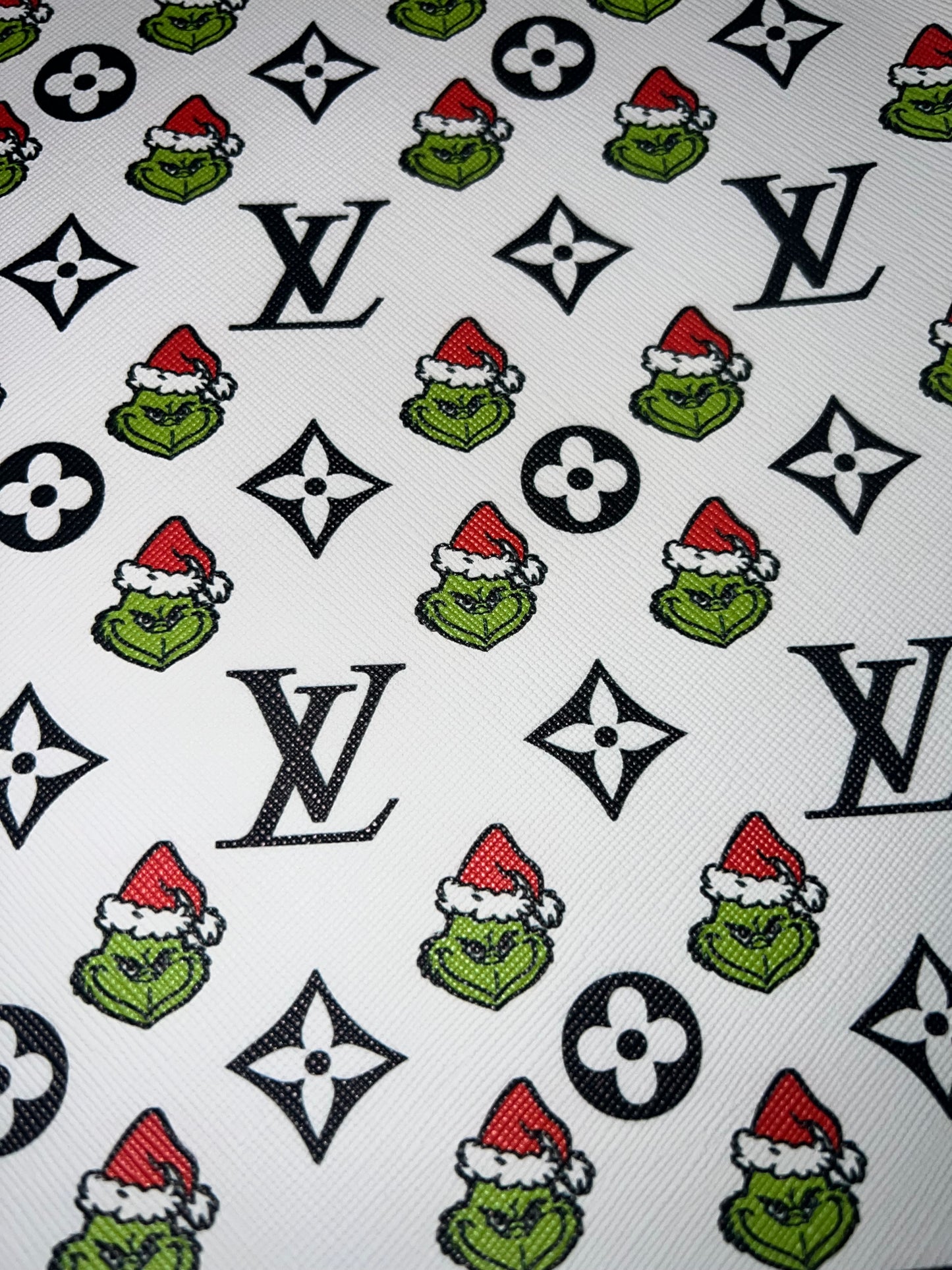 White Holiday Character Monogram Style Faux Leather Sheet – 9x12