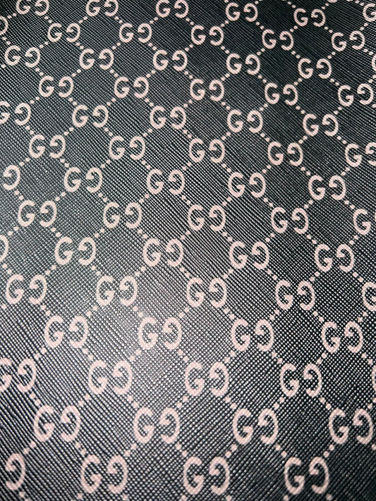 Brown Black Tan Interlocking Pattern Faux Leather Sheet | Printed Craft Material