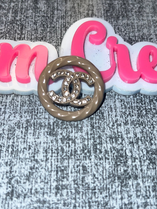 Neutral Round Rhinestone Charm – Flat Back Metal Charm for Crafts, DIY Embellishment, Bag & Shoe Decor