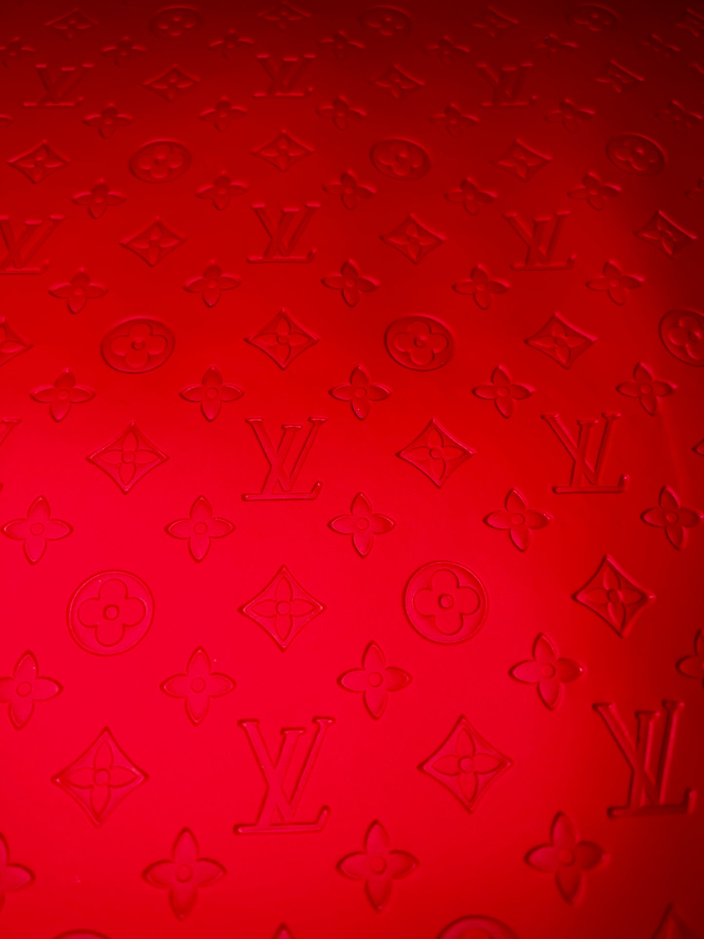 Red Embossed Monogram Faux Leather Sheet 9x12 | Textured Craft Faux Leather