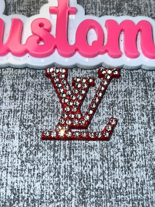 Red Rhinestone Letter Luxe Flat Back Metal Charm – Statement Bling DIY Charm