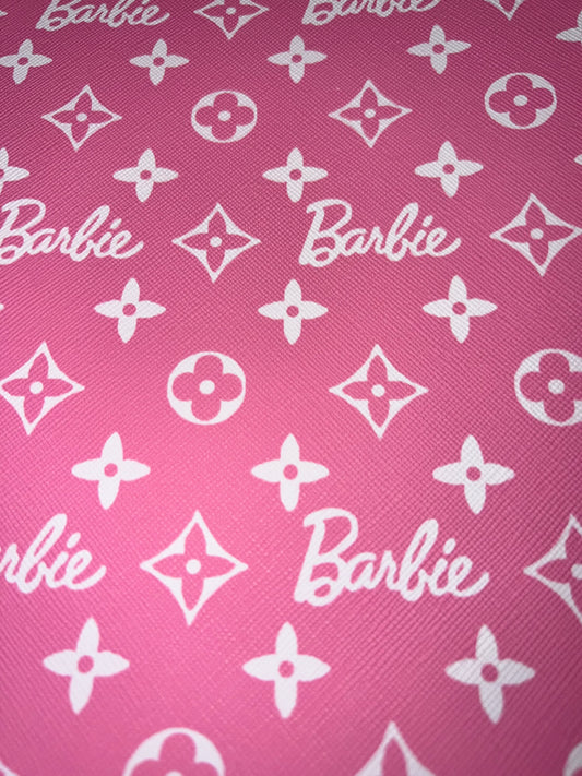 Pink Doll Monogram Style Faux Leather Sheet – 9x12