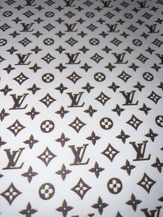 White Classic Monogram Style Faux Leather Sheet – 9x12