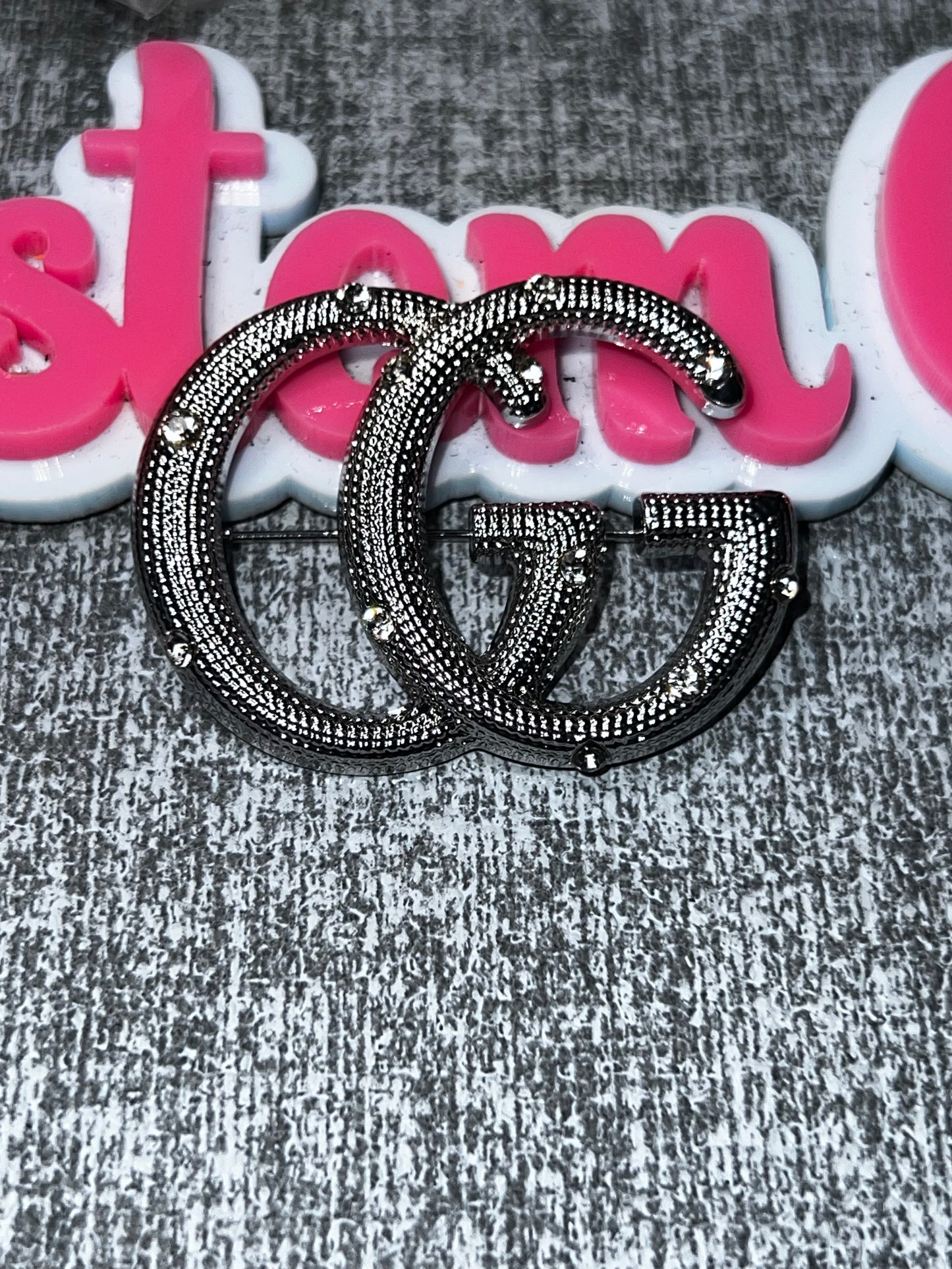 Black Rhinestone Letter Brooch Pin | Fashion Jacket Hat Bag Embellishment Accessory