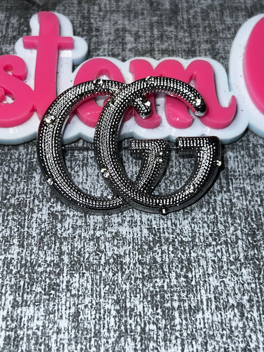 Black Rhinestone Letter Brooch Pin | Fashion Jacket Hat Bag Embellishment Accessory