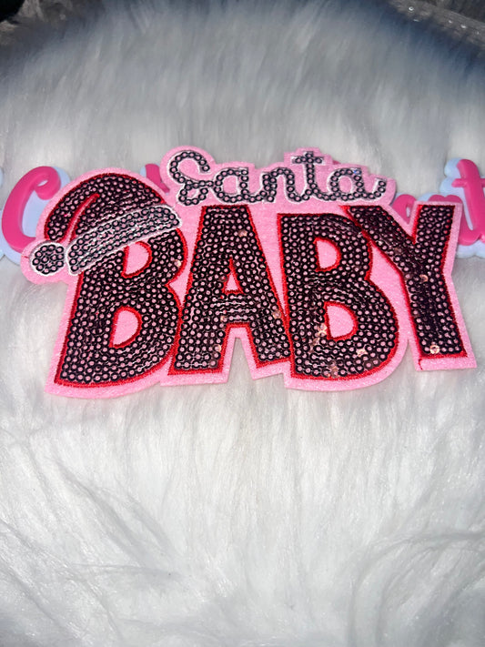 🎅💖 “Santa Baby” Rhinestone Iron-On Patch