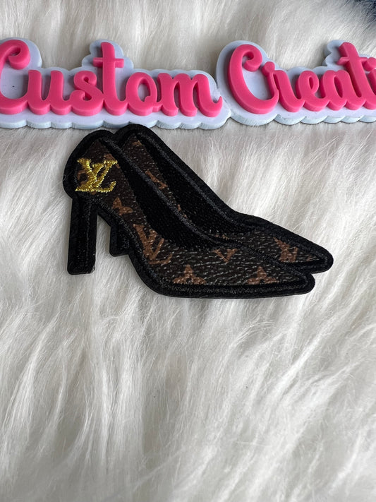Faux Leather Gold LV Heel