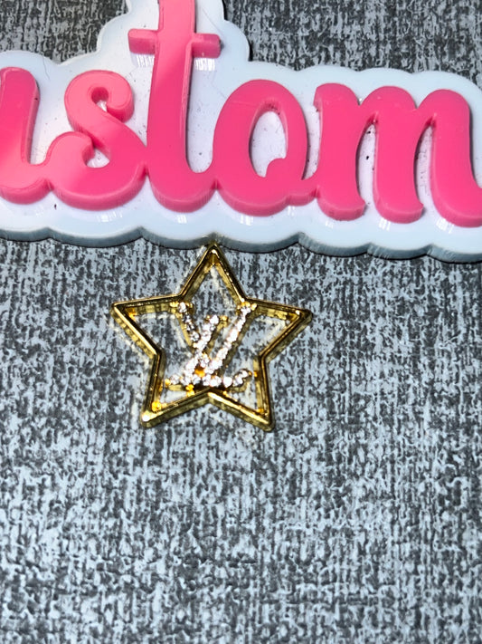 Gold Star Rhinestone Letter Charm – Luxe Bling Statement Charm for DIY Crafts