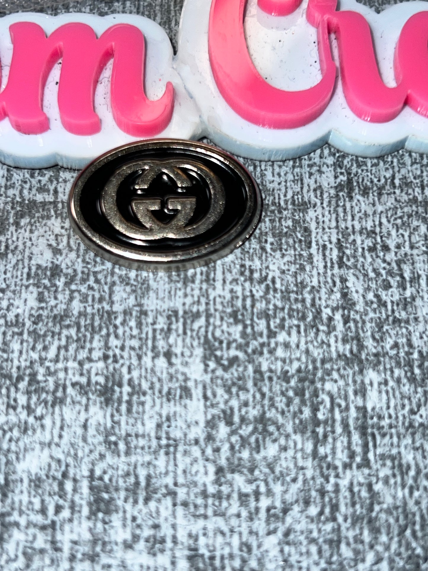 Gunmetal Oval Logo Charm – Luxe Minimal Statement Charm for DIY Crafts