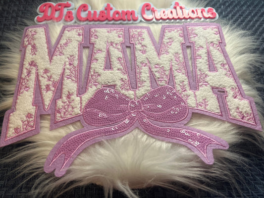Sequin Lite Purple Bow White Mama