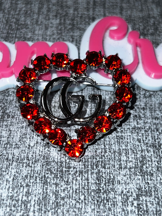Red Heart Rhinestone Fashion Brooch – Crystal Statement Pin