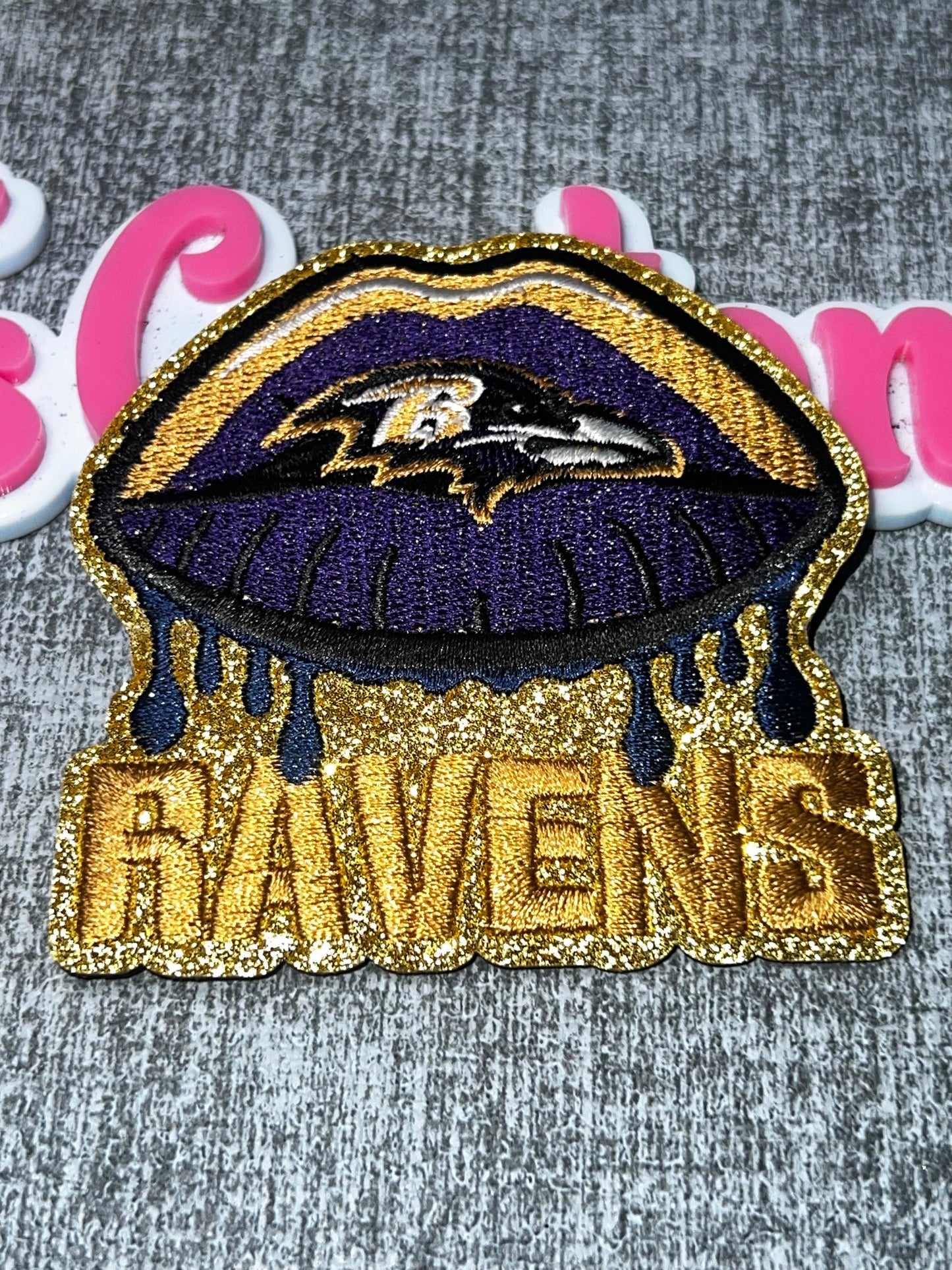 Purple, Gold & Black Glitter Lips Embroidered Patch – Glam Drip Applique