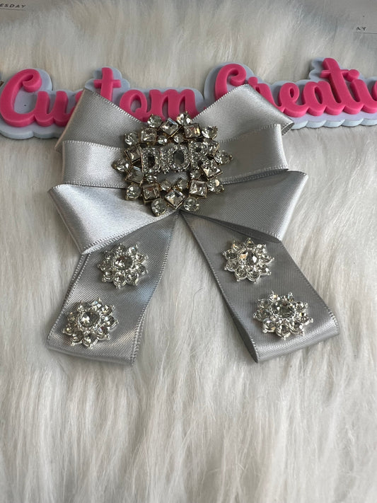 Silver Rhinestone Dior Brooch