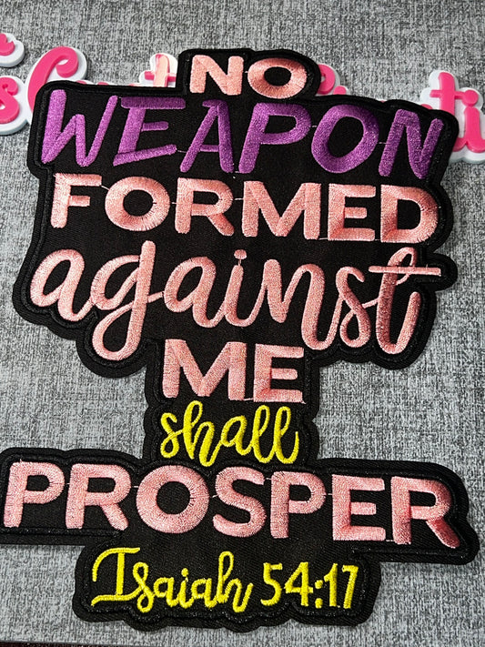 No Weapon Formed Faith Patch – Embroidered Iron On Applique