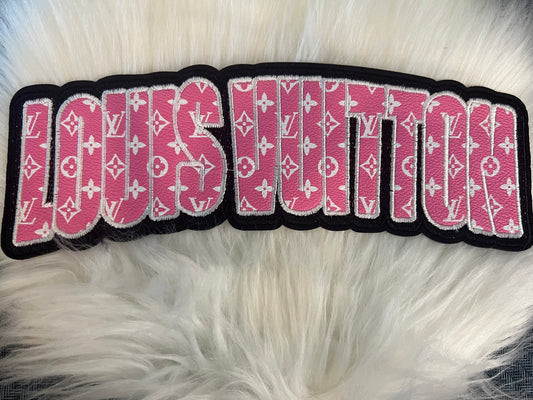 Pink White Faux Leather LV word