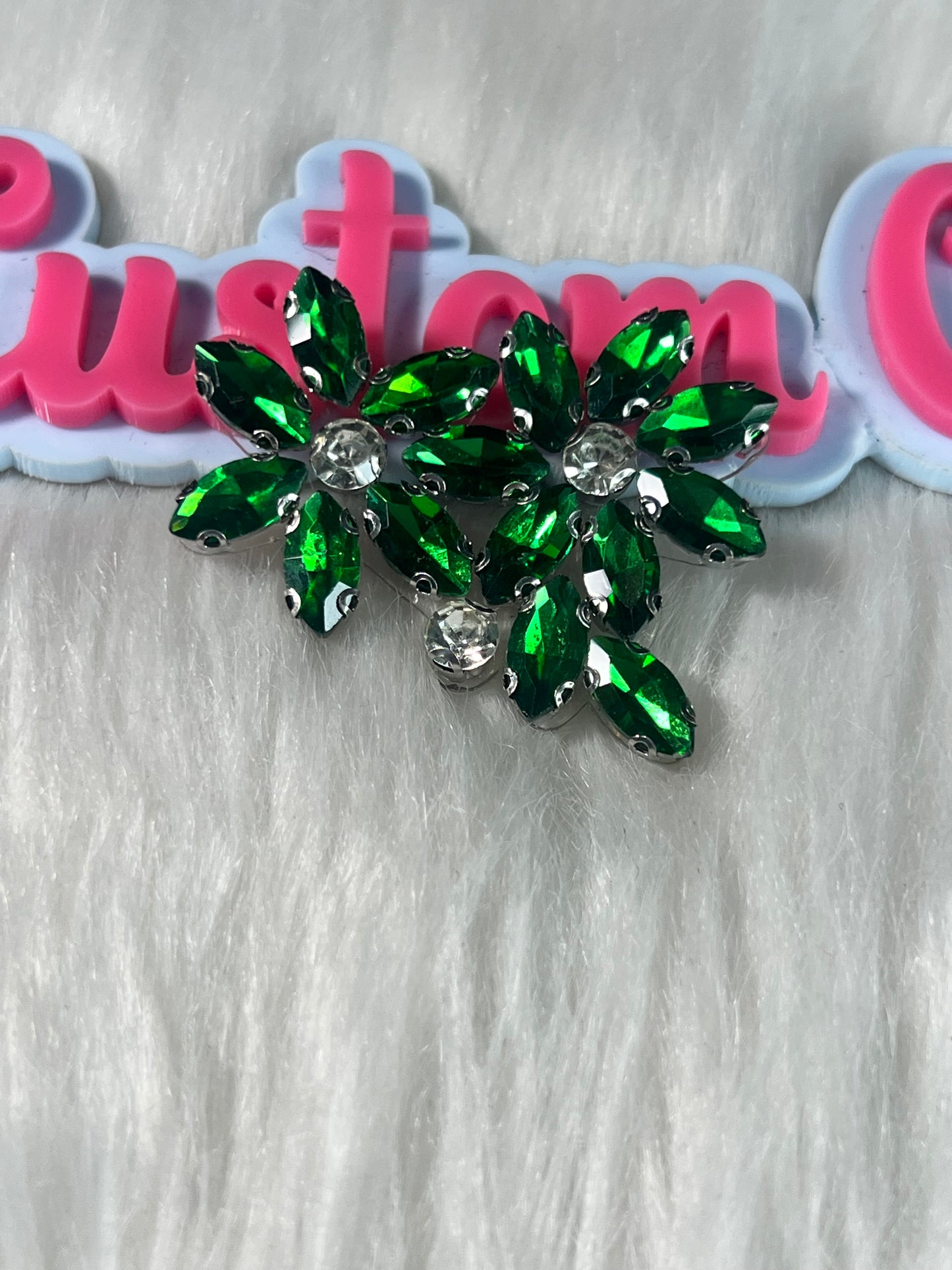 Emerald Green Crystal Floral Duo