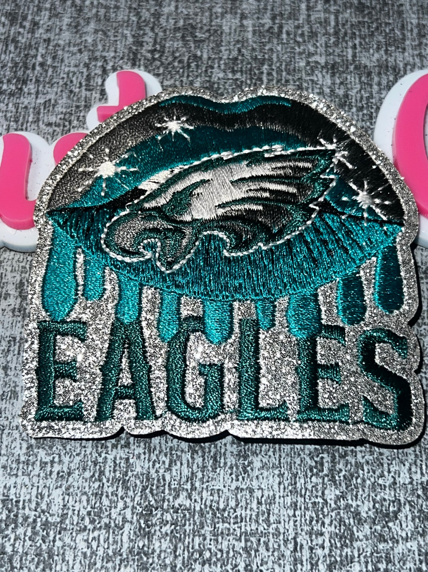 Teal, Black & Silver Glitter Lips Embroidered Patch – Bird Drip Statement Applique