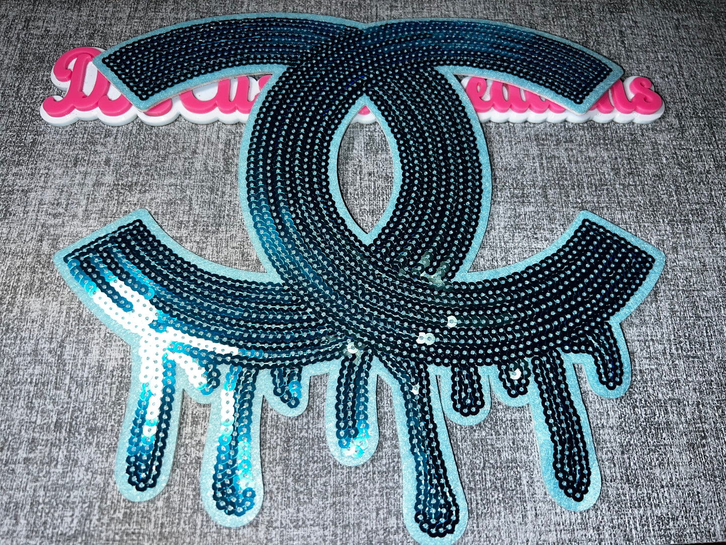 Blue Dripping Sequin Fashion Patch – Large Iron-On Patch