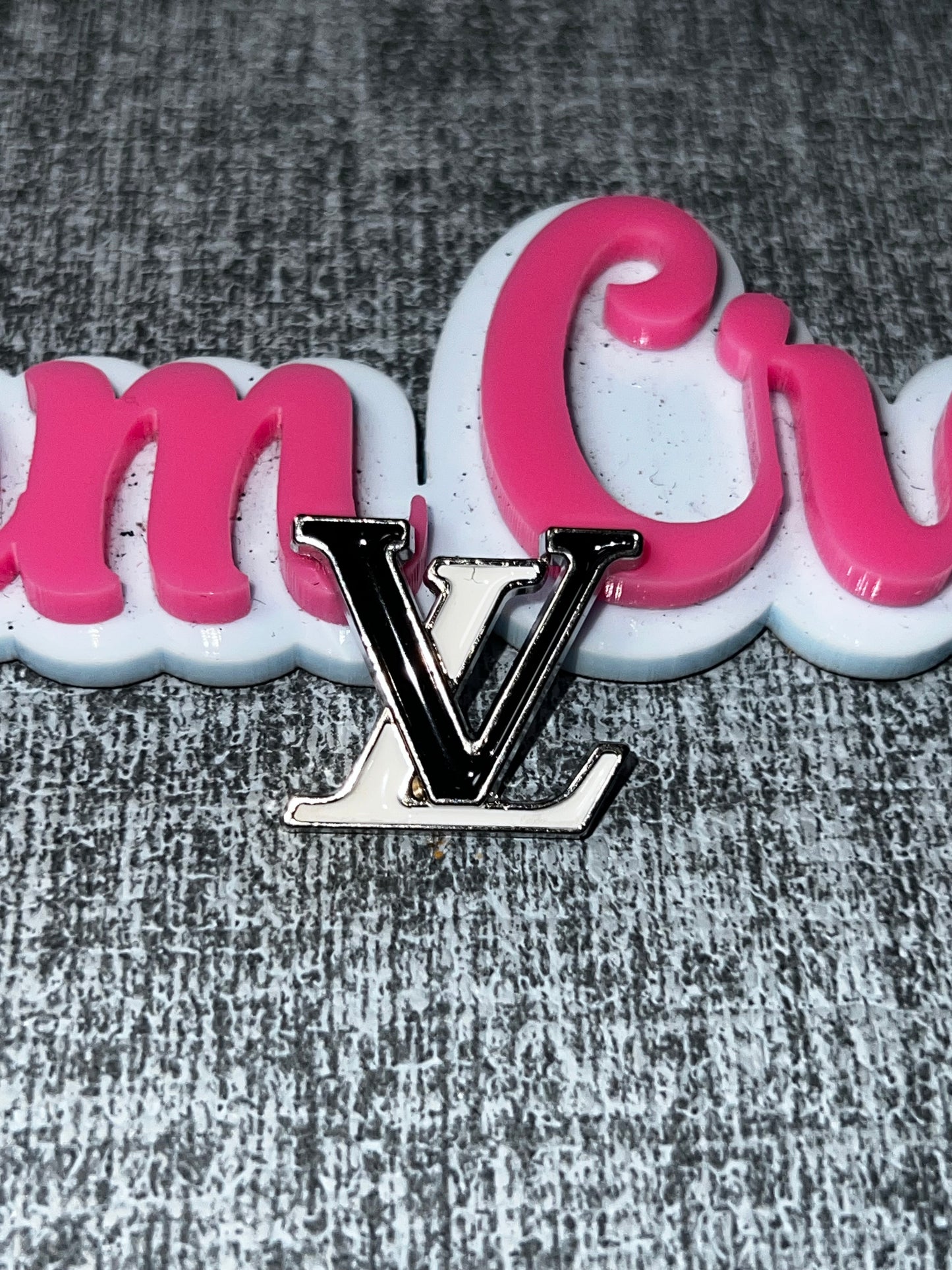 Black and White Monogram Style Flat Back Charm – Metal Enamel Craft Embellishment