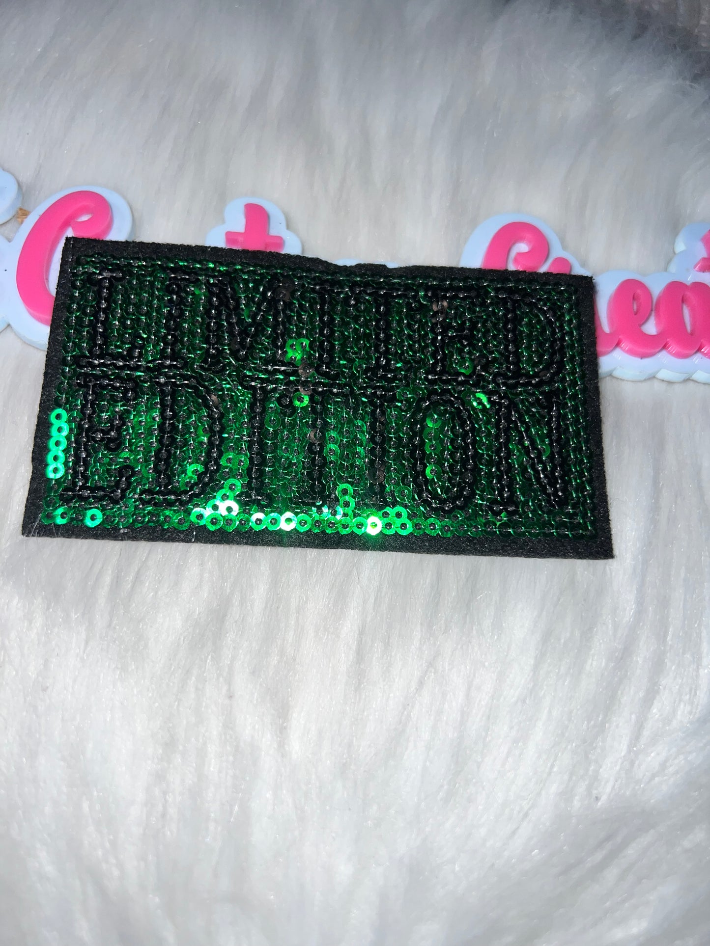 Green Sequin “Limited Edition” Iron-On Patch