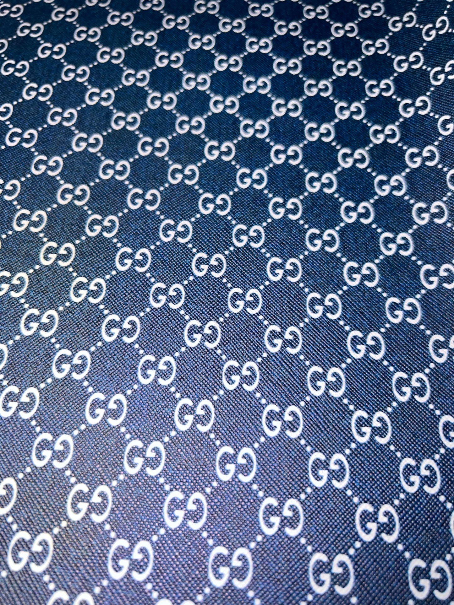 💙 Deep Blue Monogram Print Faux Leather Sheet