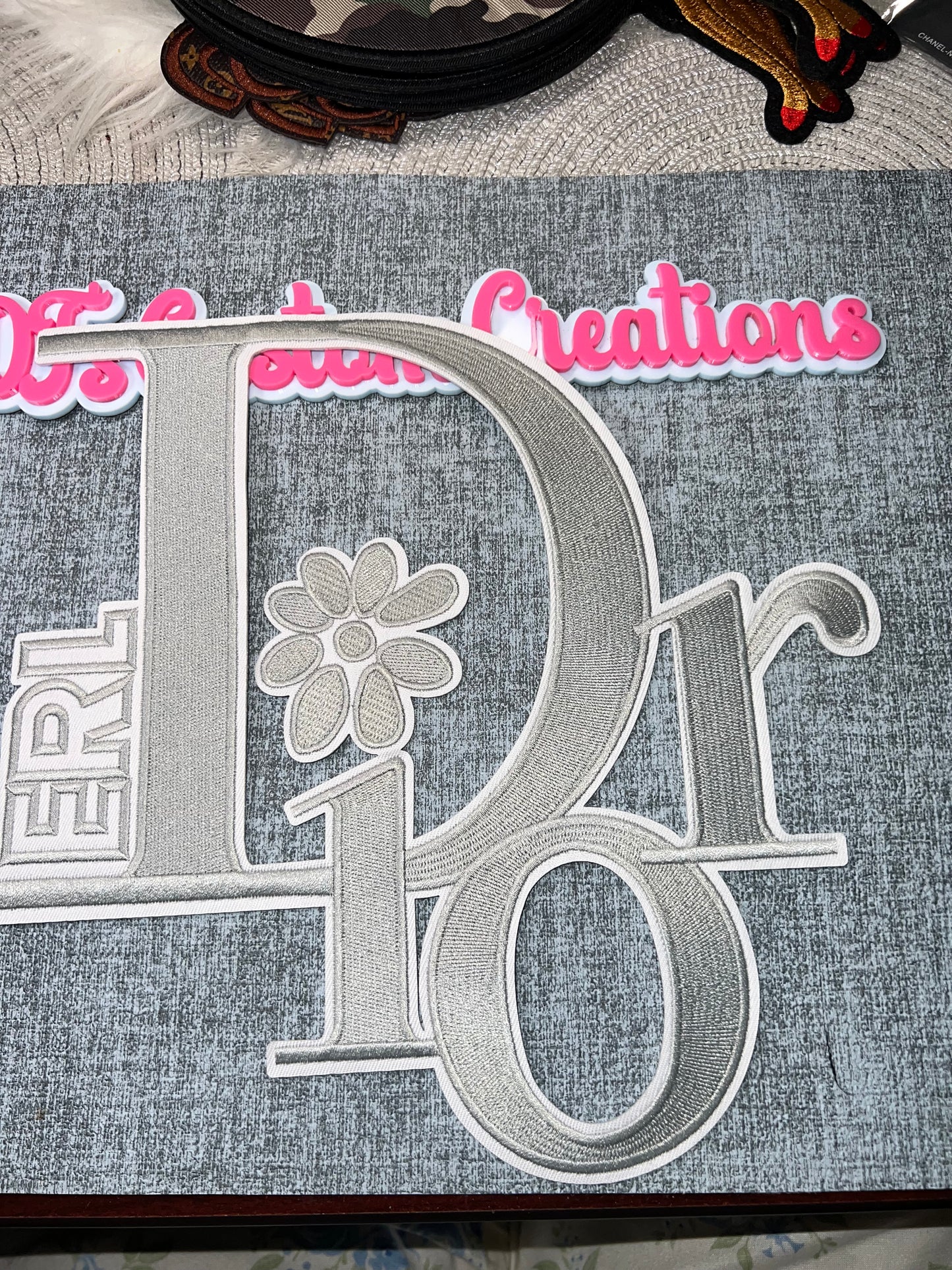 Silver Monogram Letter Iron-On Patch – Embroidered Statement Patch for DIY Crafts
