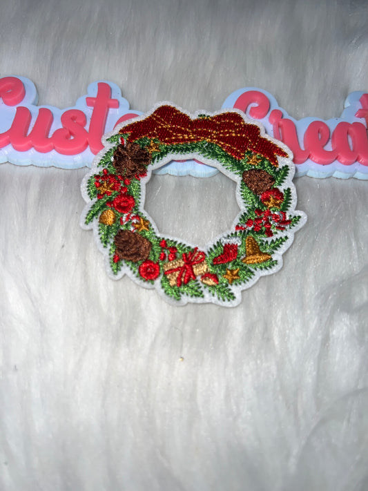 Christmas Wreath Patch (Iron-On)