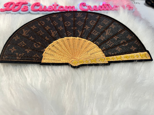 Brown LV Faux Leather Fan