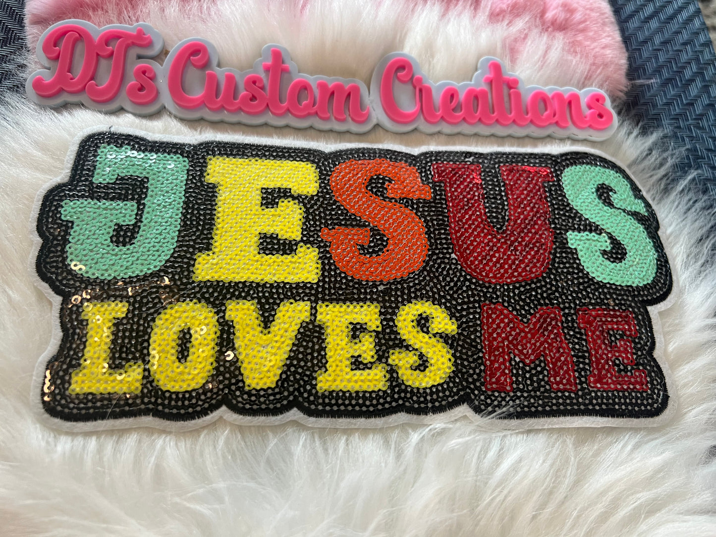 Sequin Colorful Jesus Loves Me