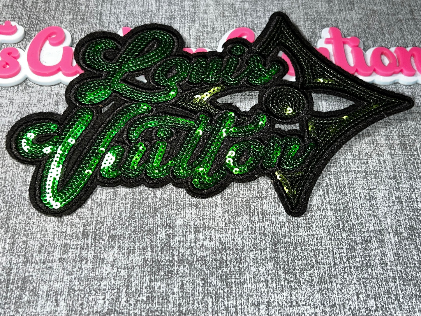 Green Black Sequin Fashion Megaphone Patch – Large Iron On Applique