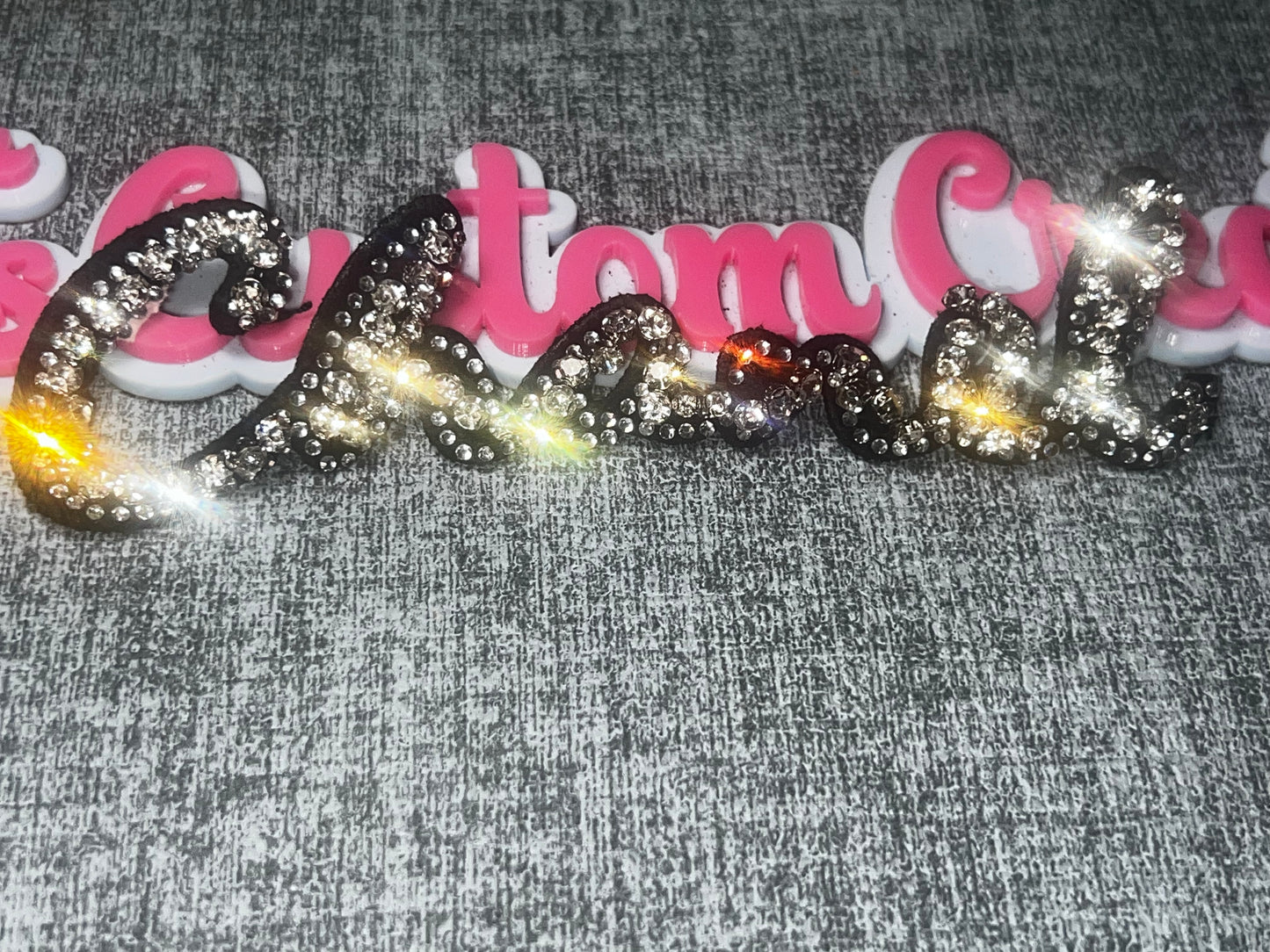 Sparkle Script Rhinestone Iron-On Patch | Crystal Lettering Fashion Appliqué