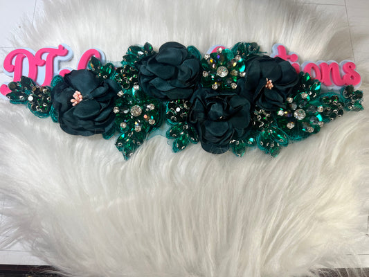 💚 Emerald Green 3D Floral Appliqué