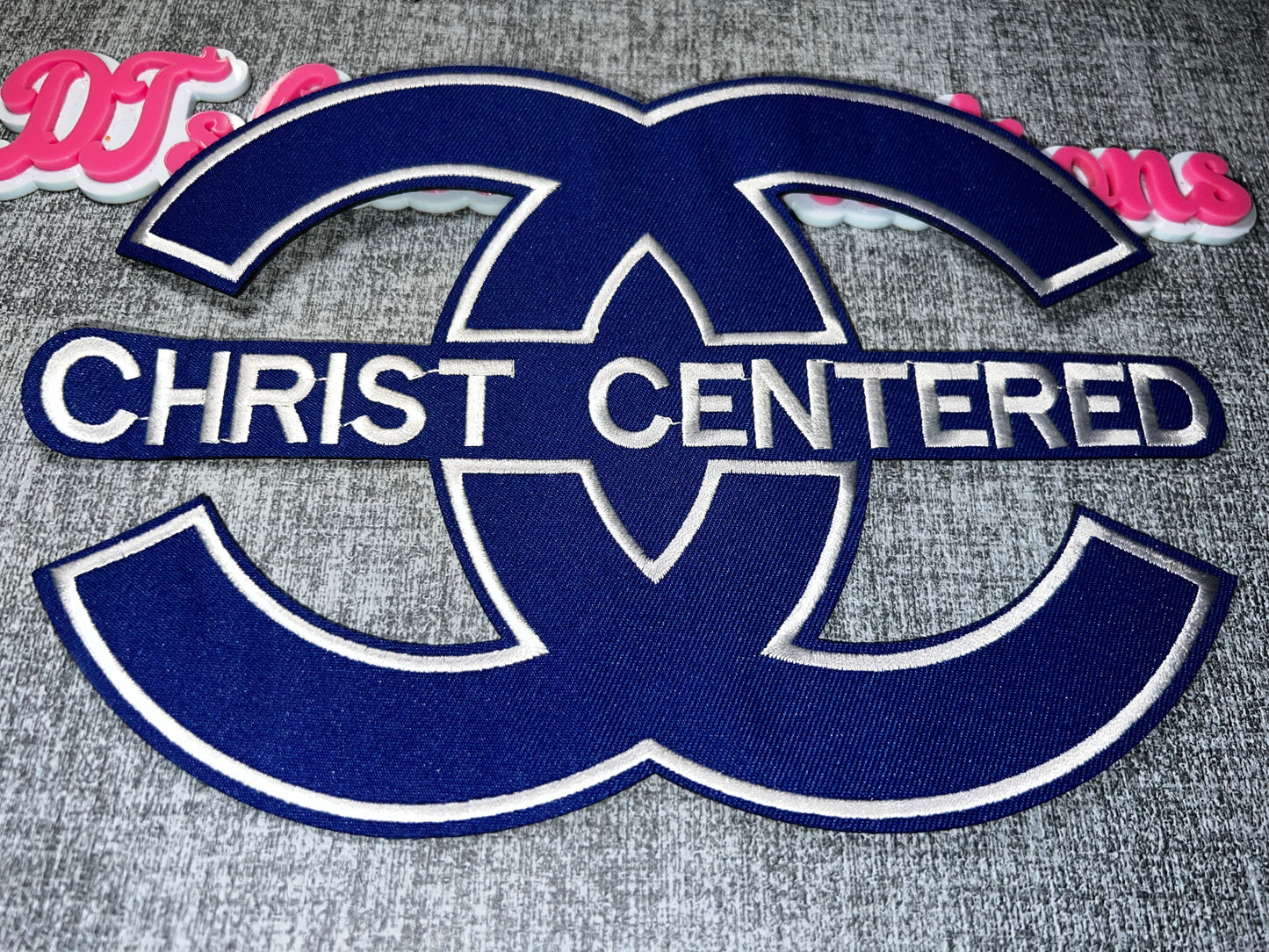 Christ Centered Embroidered Faith Patch – Royal Blue Religious Iron-On Applique