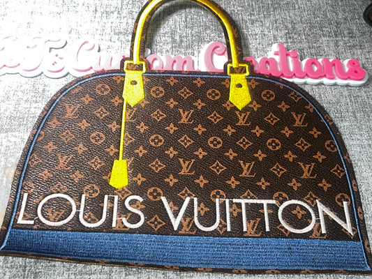 Brown Pattern Handbag Embroidered Iron-On Patch | Fashion Purse Applique for Jackets and Bags